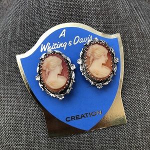 Vintage Whiting and Davis cameo earrings